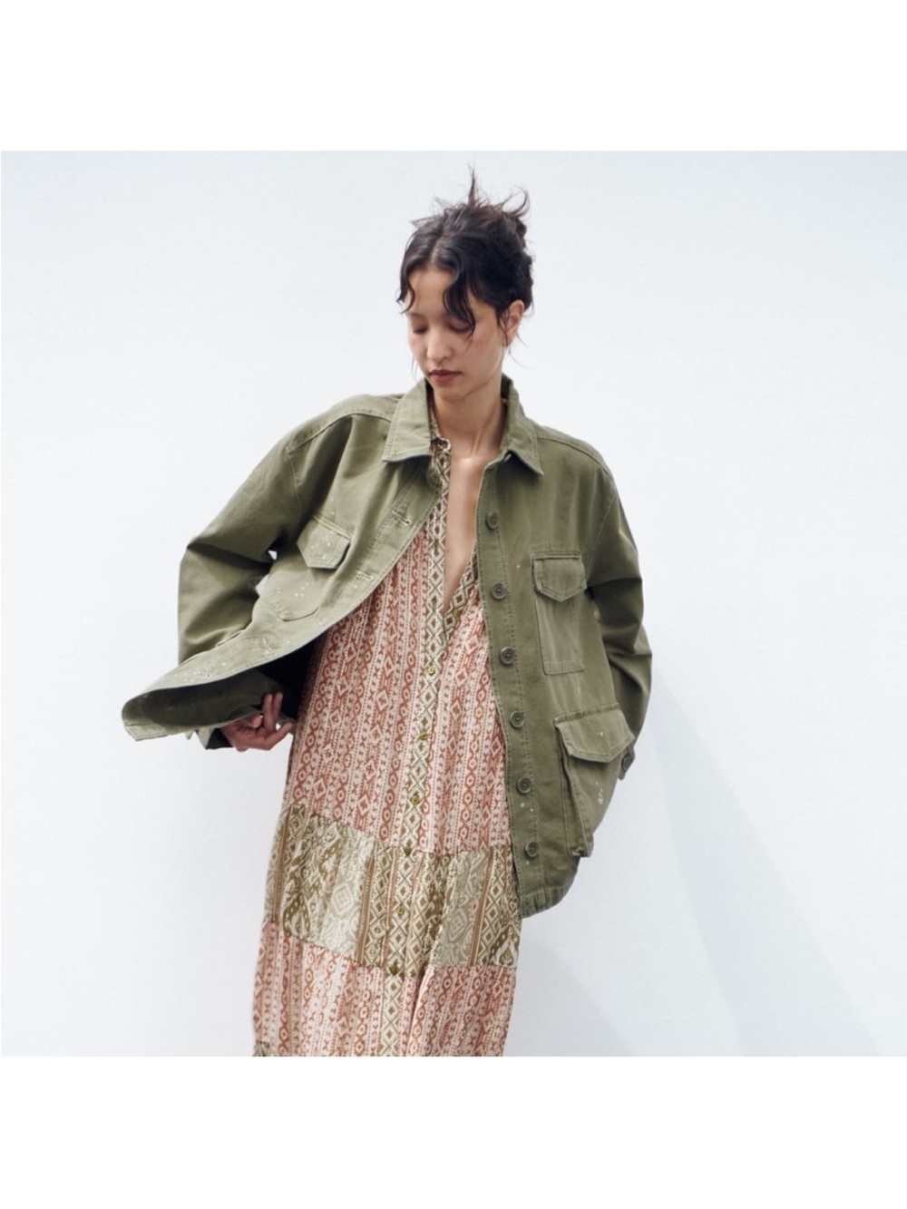 Zara Multi-pocket Green Utility Jacket - Women